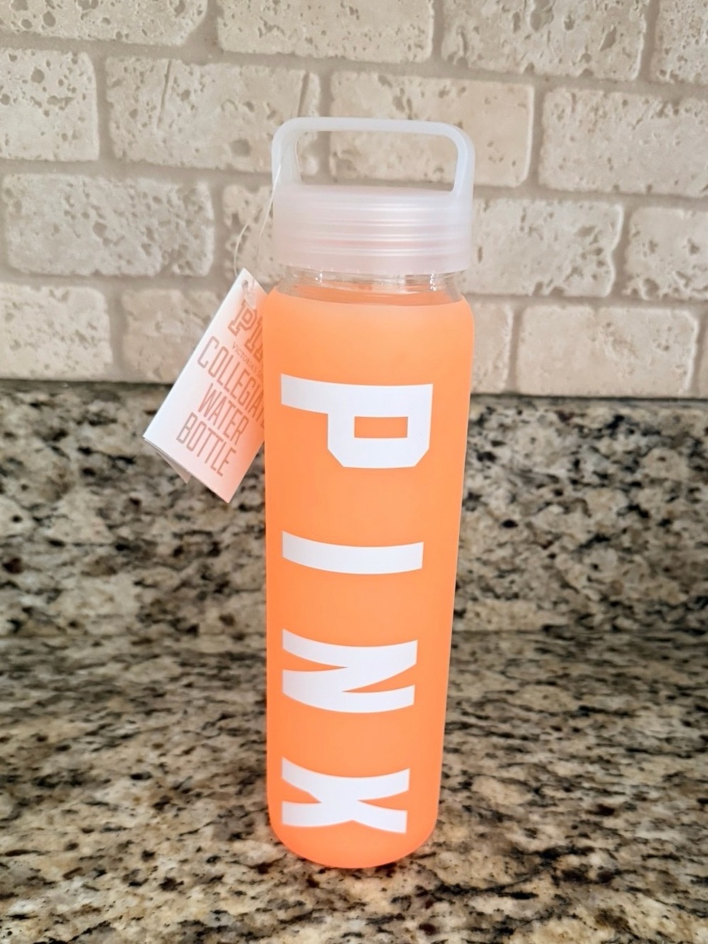 PINK Neon Coral & White Water Bottle - NWT